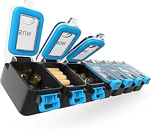 Weekly Pill Organizer 1 time a Day – Pill Box 7 Day with Enhanced Waterproof Seal, Large compartments Hold Big Vitamins & Supplements, Upgraded Locking lids, for Home & Travel use, Durable Hard case