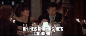 Oh, he's choking. He's choking!