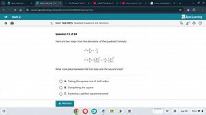 Here are two steps from the derivation of the quadratic formula... | Filo