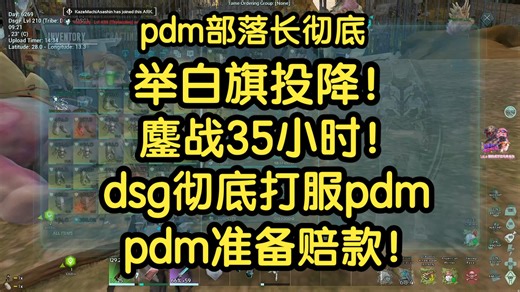 pdm部落长彻底举白旗投降！鏖战35小时！dsg彻底打服pdm，pdm准备赔款！