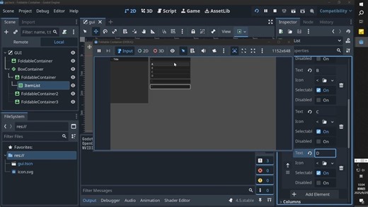 Godot 4.5 新加入的可折叠容器 FoldableContainer使用介绍