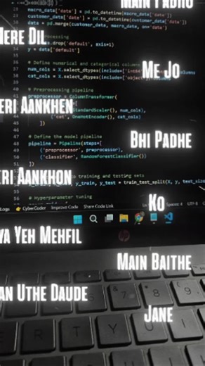 SyntaxVibes on Instagram: "Trying to train this Random Forest model, but my thoughts are overfitting. 🧠📉 . POV: It’s late, the world is quiet, and it’s just you, pandas, and a Machine Learning pipeline that needs fixing. 💻✨ There is something strangely therapeutic about building an EMI prediction model while the lyrics hit a little too hard. Sometimes the hardest logic to debug isn't in the Python script, it's in the head. 🥀 . What’s your go-to song for late-night coding sessions? Drop it be