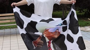 Limecute Trump Cow Print Cowboy Hat Flag Funny Home Outdoor Garden Yard Anti-Ultraviolet Fading With Grommets Flag