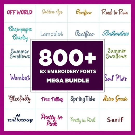 800  BX Embroidery Fonts Mega Bundle – Machine Embroidery Fonts Compatible With Embrilliance (instant Download) (1", 2", 3" Sizes) - Etsy