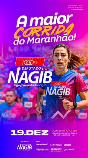 DEPUTADO NAGIB on Instagram: "🎽 A entrega dos kits da Corrida 1000% Nagib começa hoje! Estamos esperando por você no Espaço Vila, localizado na Vila Food de Codó, para garantir o seu kit e já entrar no clima da nossa grande corrida! ✨ Importante: para realizar a troca, leve: • 1kg de arroz • 1kg de feijão • 2 pacotes de flocão Vamos juntos transformar esporte em solidariedade! 💙🏃‍♂️💨 #Nagib #Corrida1000%Nagib #CoóMA"