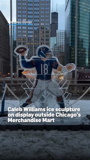 NBC Chicago on Instagram: "An ice sculpture is giving Caleb Williams' nickname a whole new meaning! Fans can take pictures with the "Iceman" outside of the Merchandise Mart in downtown Chicago. 🐻🧊🏈⁠ ⁠ #calebwilliams #iceman #chicagobears #downtownchicago #merchandisemart"