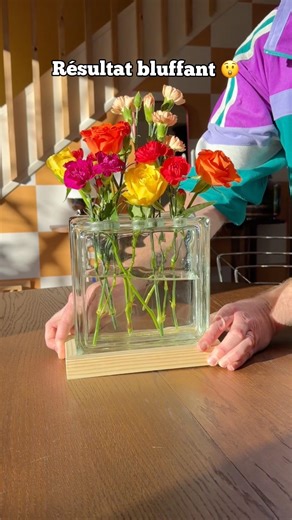 On perce du verre 😲pour créer un vase avec une brique en verre 🌸 #diy #decoration #homedecor #asmr
