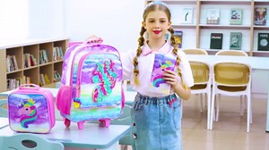 WZLVO 4PCS Rolling Backpack for Boys,Kids Dinosaur Backpacks with Roller Wheels, Wheeled Bookbag with Lunch Box for Toddler Elementary School