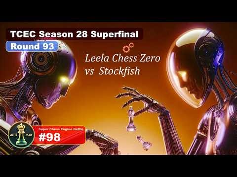 Leela Chess Zero vs Stockfish (S28 Superfinal, R93) | Super Chess Engine Battle #98