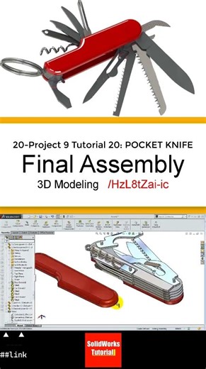 20- 3D Draft | Pocket Knife |:Final Assembly #3d #solidworks #tutorial #cad #drawing #engineering