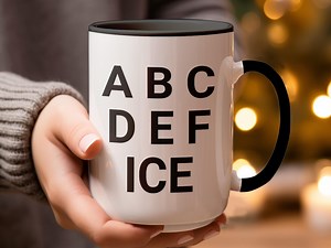 ABC DEF ICE Mug, Typography Design, Gift for Student - Etsy