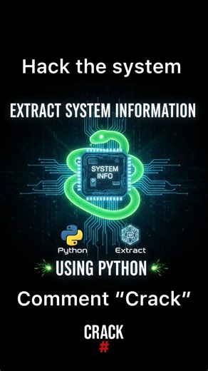 𝐂𝐫𝐚𝐜𝐤𝐬𝐡𝐚𝐬𝐡 𝐌𝐨𝐝 | 𝐄𝐭𝐡𝐢𝐜𝐚𝐥 𝐇𝐚𝐜𝐤𝐢𝐧𝐠 | 𝐂𝐲𝐛𝐞𝐫𝐬𝐞𝐜𝐮𝐫𝐢𝐭𝐲 on Instagram: "💻🔧 𝐄𝐱𝐭𝐫𝐚𝐜𝐭 𝐒𝐲𝐬𝐭𝐞𝐦 𝐈𝐧𝐟𝐨𝐫𝐦𝐚𝐭𝐢𝐨𝐧 𝐔𝐬𝐢𝐧𝐠 𝐏𝐲𝐭𝐡𝐨𝐧 ⸻ If you want quick insight into a device — OS, username, and platform type — this lightweight Python approach gets it done cleanly and fast. 🧩 𝐌𝐨𝐝𝐮𝐥𝐞𝐬 𝐔𝐬𝐞𝐝 1️⃣ os • Accesses environment-level data • Retrieves the active USERNAME 2️⃣ platform • Detects OS type (Windows / Linux) • Extracts version inform