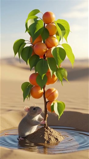 “The Lonely Apricot Tree – A Desert Tale 🌵💧🐀”#mermaid #rat #ai