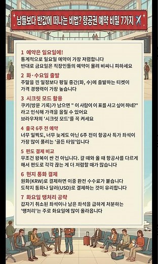 남들보다 반값에 떠나는 비법? 항공권 예약 비밀 7가지 ✈️
