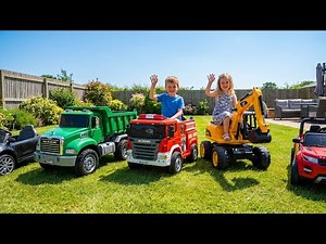 Ultimate Power Wheels Garage! 🔥 Real Fire Truck, Excavator & Tractor Ride-On Adventure for Kids