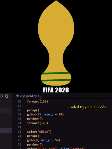 Drawing World Cup 2026 Using Python Turtle #viral #trending #shortstory #fypツ #explore #reels #tiktok #python #pythonprogramming #pythonturtle #coding #programming #code #developertools #developpementpersonnel #learnpythonprogramming #codinglife #worldcup2022 #fifa #worldcup2026 #footballtiktok #soccer #fifaworldcup2022