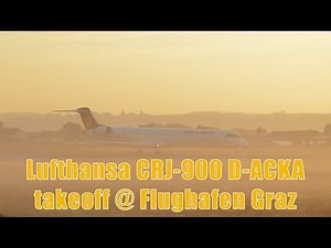 Lufthansa CRJ-900 sunrise takeoff @ Flughafen Graz | D-ACKA