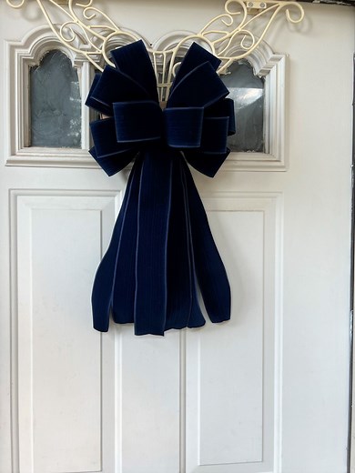Navy Blue Velvet Christmas Tree Bow for Wreath, Lantern Bow Decoration, Navy Velvet Ribbon - Etsy