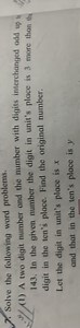 Solve the following word problems:A two digit number and the ... | Filo