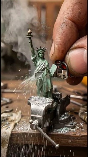 Mini Chainsaw cutting The Statue of Liberty #miniature #asmr | Tiny World