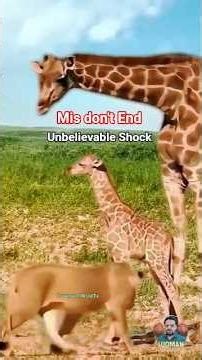 Unbelievable Action: Giraffe Saves Its Baby from Predator! #lion #giraffe