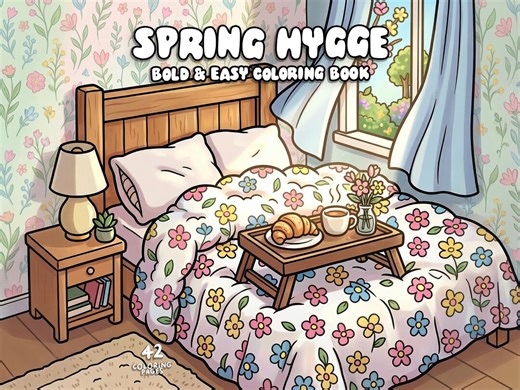 Cozy Spring Hygge Coloring Book for Adult Cute Cottagecore Coloring Springtime Bold Easy Coloring Home Garden Coloring Page Digital Download - Etsy