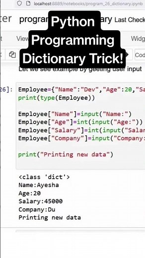 Python Dictionary Tutorial with User Input! #python #ai