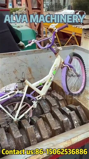 Effortless disposal of waste bicycles & used platform scales. #shredder #metalcrusher #recycling