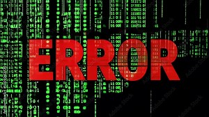 A bold red "ERROR" sign glowing with a glitch effect, representing a technical issue or system malfunction in a digital context
