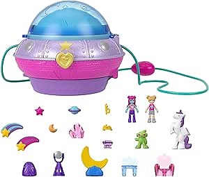Polly Pocket Dolls and Accessories, Compact with 2 Micro Dolls, 15 Toy Pieces and 1 Fashion Piece, Double Play Space​​​