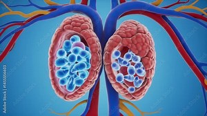 Explore the complex structure and functions of human kidneys in a detailed anatomical overview Stock Video
