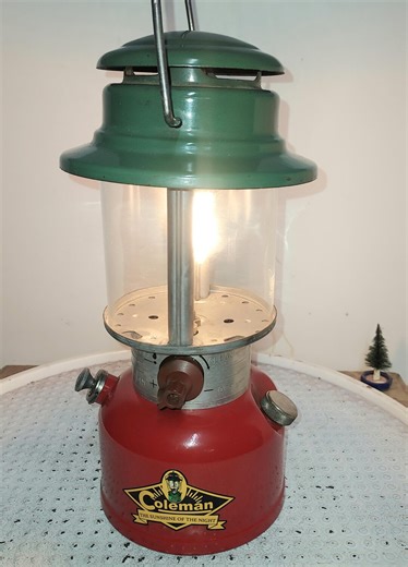 Vintage 1980 Coleman Lantern, 321B, Custom Red and Green