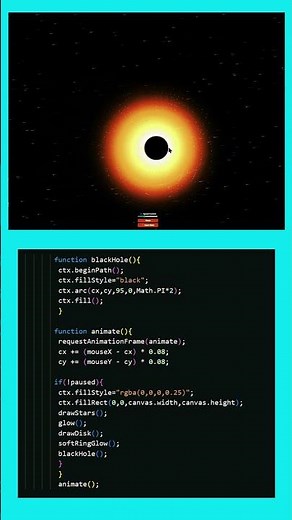 Cinematic Black Hole Simulation with Mouse Control | Realistic Space Animation (HTML CSS JS)