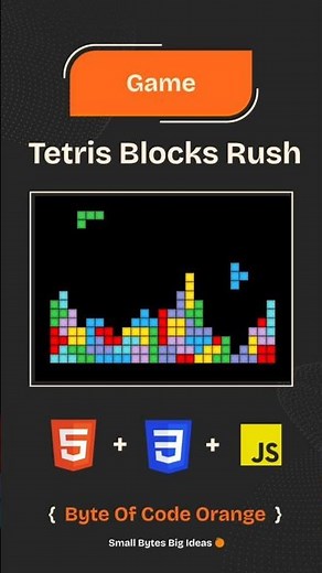 🧩 Tetris Blocks Rush — Built using HTML5, CSS3 & JavaScript!Stack. Clear. Win. 🎮#coding #htmlcssjs