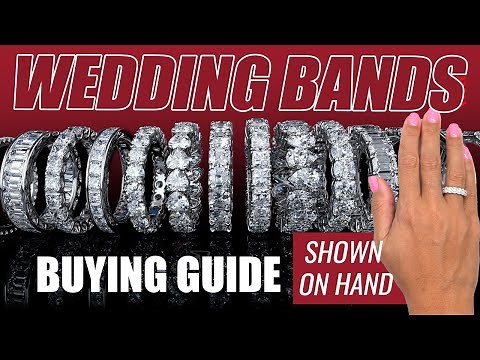 Wedding Bands Buying Guide - Blue Nile Wedding Rings - Wedding eternity band samples on the hand