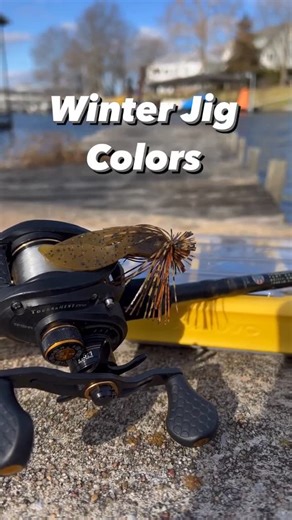 Motion Fishing | Bass Jigs & Tackle on Instagram: "Jig colors for winter bass fishing. 🎣 Natural colors for sunny skies and clean water. The bass can see the bait well in these conditions so natural movements and colors stand out on their own. Colors with contrast during overcast skies or darker water help your bait standout. What’s your jig color for your current conditions? 👇🏼 #catchmofish #fishingtips #fishinglure #winterfishing"