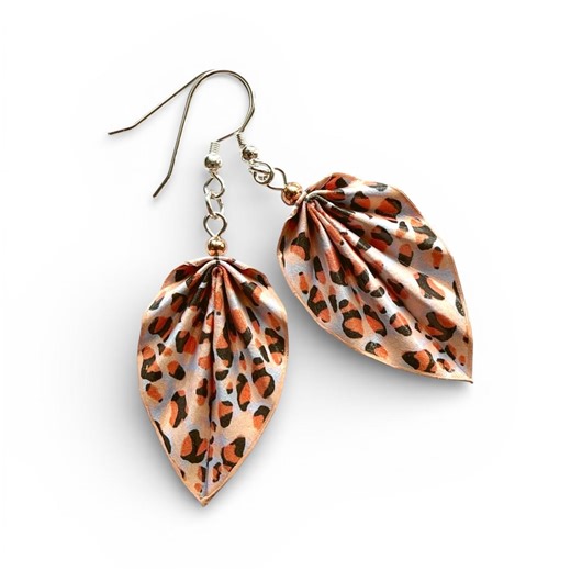 Pink Leopard Origami Earrings 316 Stainless Steel - Water-resistant Paper Jewelry by Handnpixel - Etsy