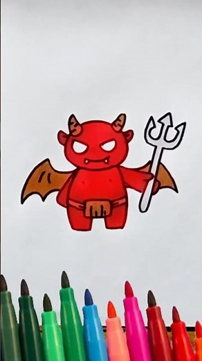 EASY RED DEVIL DRAWING ‼️#howtodraw #easydrawing #simpledrawing #draw