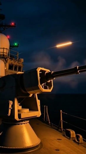 US Navy CIWS in Action – Gatling Gun Wall of Fire at Night #shorts