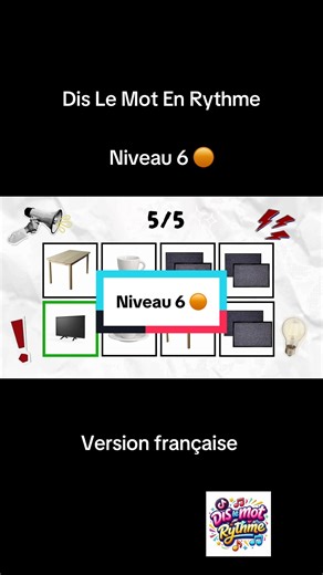 🟠 Niveau 6 : table – tasse – tapis – télé #beat #challenge #rythme #wordgame #rhythmgame