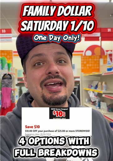 Get $10 off your $25 purchase for one day and one day only at Family Dollar this Saturday, January 10. All you need is your phone and the Family Dollar app. Remember unlike Dollar General, at Family Dollar we must reach our $25 threshold after all discounts and coupons, including manufacturer coupons. Feel free to mix and match and use these items to create your own deal that works best for you and your family. Always use the app to scan the barcode of the items in the store before you put them 