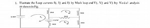 Illustrate the Loop currents I1, I2 and I3 by Mesh loop and V1,... | Filo