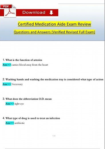 Certified Medication Aide Exam Review Questions and Verified Answers 2024 2025 100% Guarantee Pass