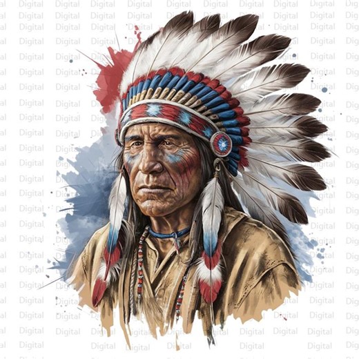 Native American Chief Watercolor Clipart PNG Bundle (digital Download) - Etsy