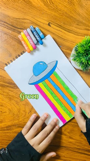 Easy UFO Drawing🛸😱#drawing #shorts #oilpastel