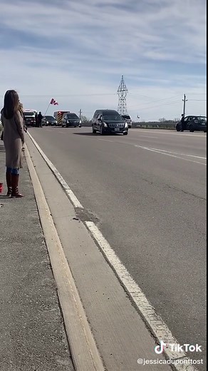 Showing our support as our fallen soldiers head down the Highway of hero’s #canada #highwayofheroes #ontario #canadianlife