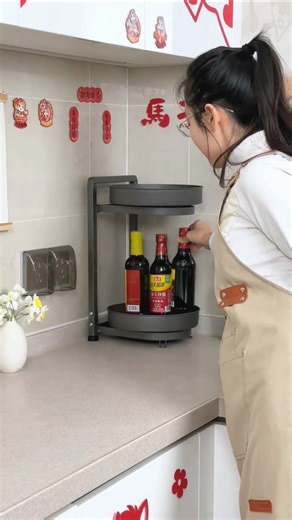 Kitchen Makeover: Stylish Red & Gray Design with Chinese Calligraphy Accents.