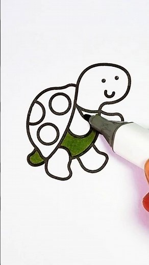 Coloring a Cute Turtle 🐢 | Fun & Easy Turtle Coloring Page #shorts