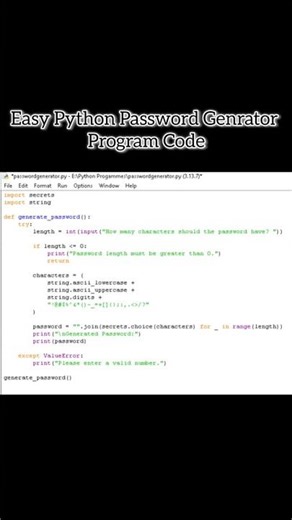 How to Make a Password Generator in Python 🐍 #shorts #python #coding