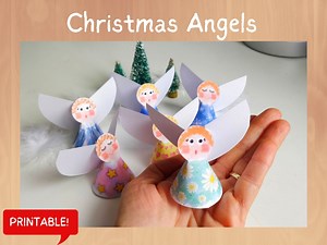 Printable Christmas Angel Craft: Watercolor Paper Angels (PDF) - Etsy